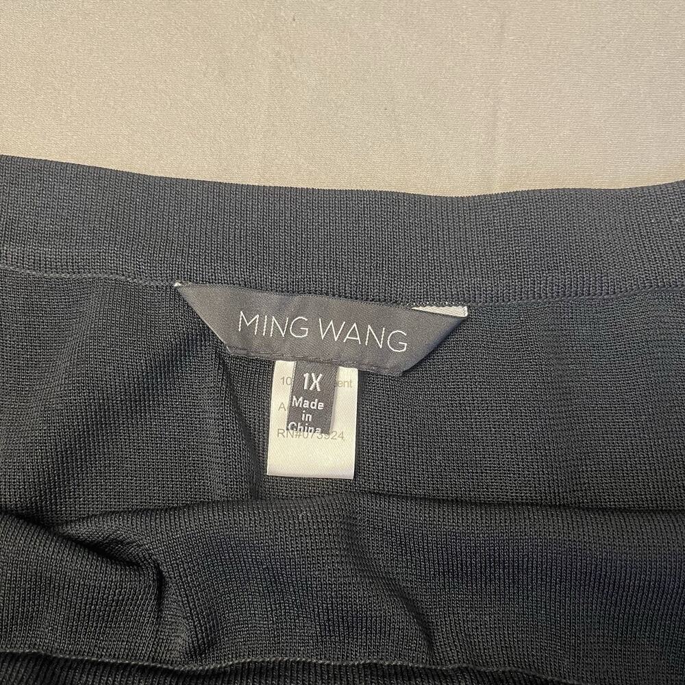 Ming Wang Black Maxi Skirt 1X Black Pull On Elastic Waist, Stretch, Slit Womens - Picture 9 of 11